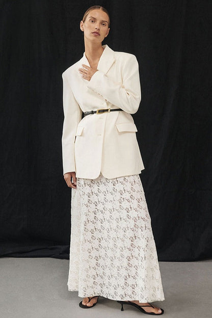 Elegant Sheer Lace Bodycon Maxi Skirt