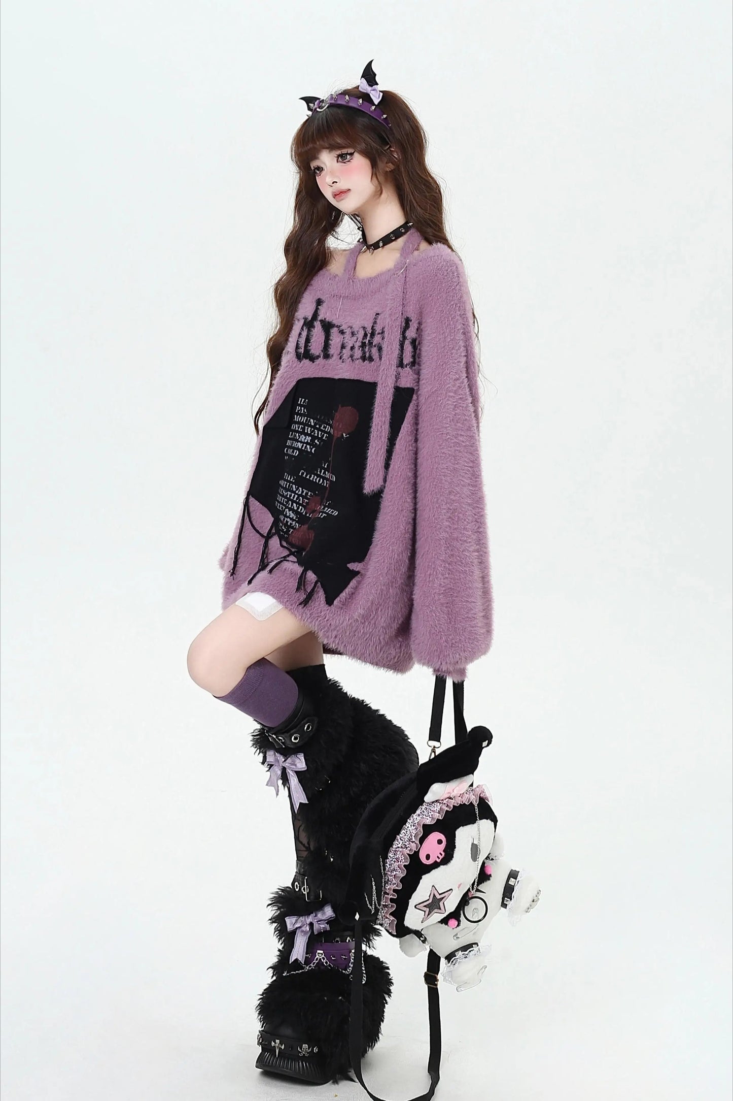 Y2K Japanese Sweet Cool Off-Shoulder Soft Loose Knit Sweater