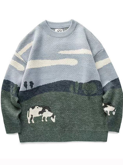 Cow Print Oversized Sweaters