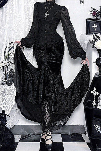 Gothic High Waist Irregular Skirt