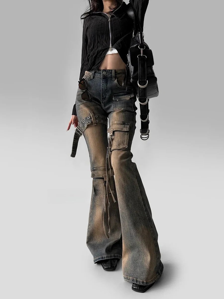 Vintage Washed Bootcut Pants