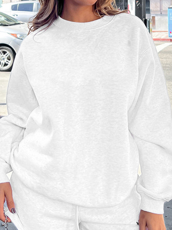 Solid Color Pull Over Baggy Sweatshirt