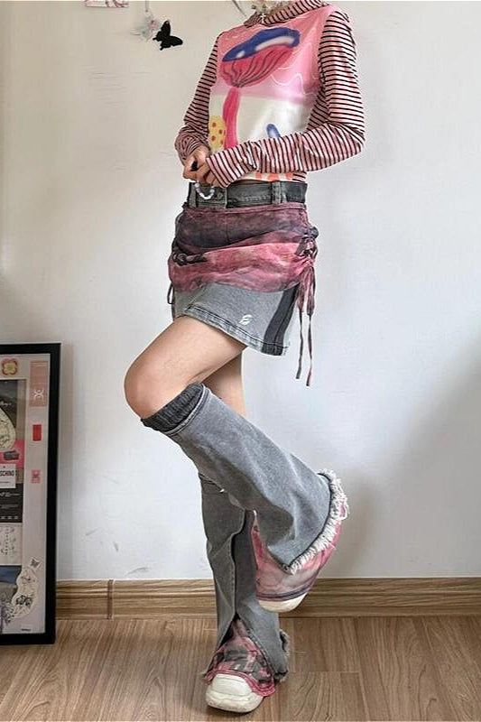 Y2K Sweet Denim Midi Skirt