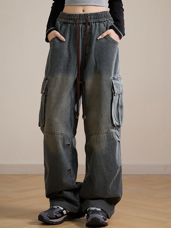 Loose straight design Cargo Jeans