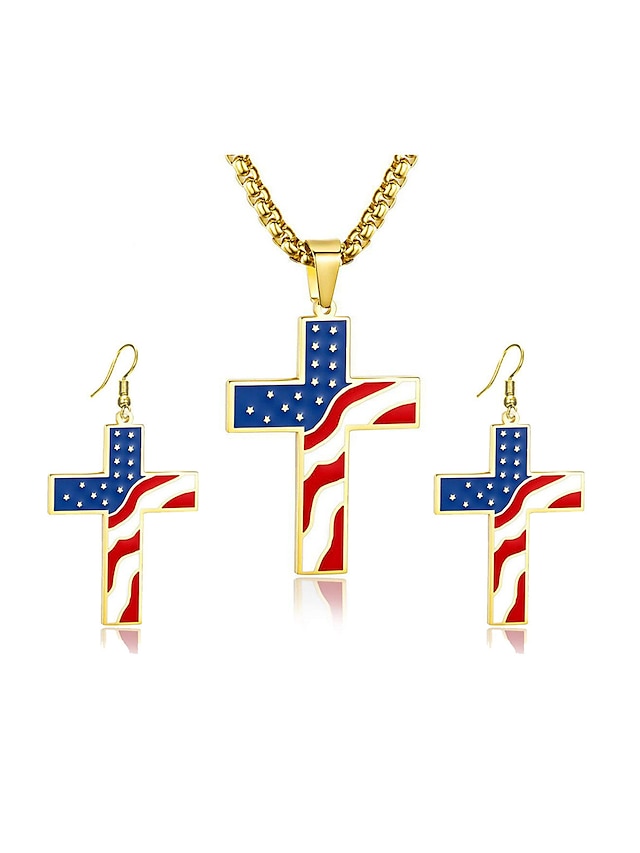 necklace Fashion Outdoor National Flag Jewelry Sets for Women