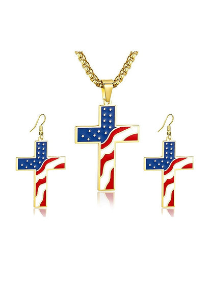 necklace Fashion Outdoor National Flag Jewelry Sets for Women