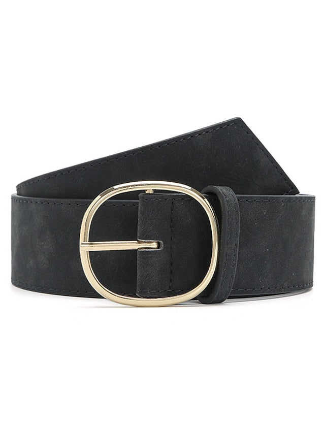 Unisex PU Buckle Belt PU Leather Prong Buckle O-ring Classic Casual Party Work Black White Pink Red for Women