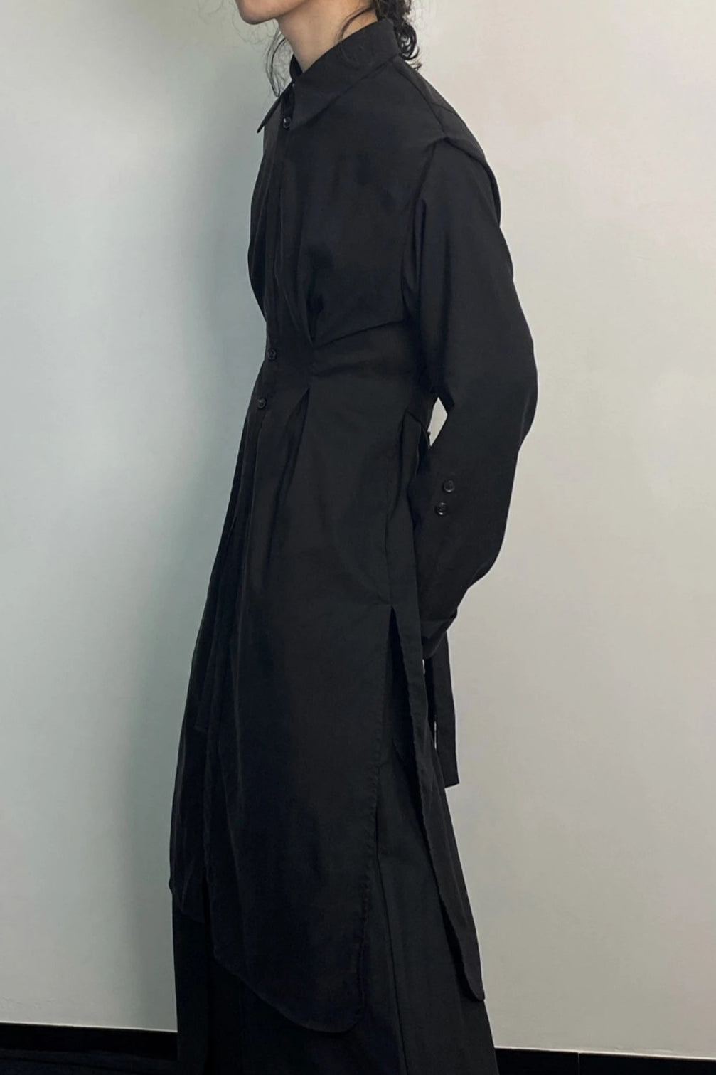 Gothic Asymmetric Hem Shirt Coat