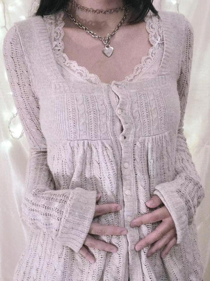 Sweet Style Lace Stitching Cardigan