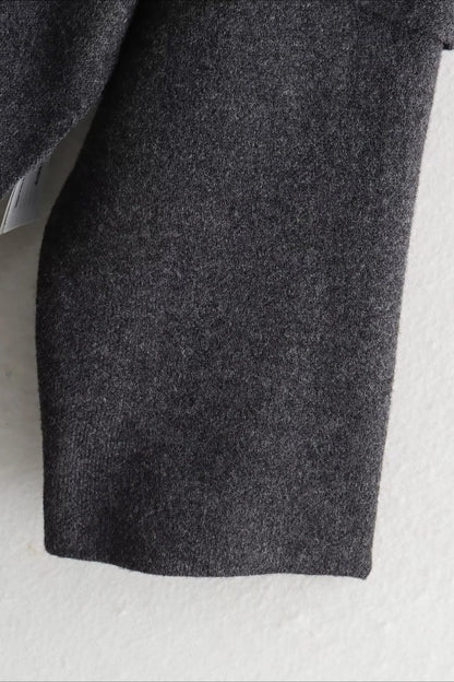 Cropped Knit Asymmetric Scarf Collar Coat