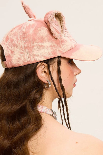 Doberman Ear Washed Denim Baseball  Hat