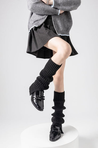 Vertical Stripe Chunky Slouch Split Hem Leg Warmers