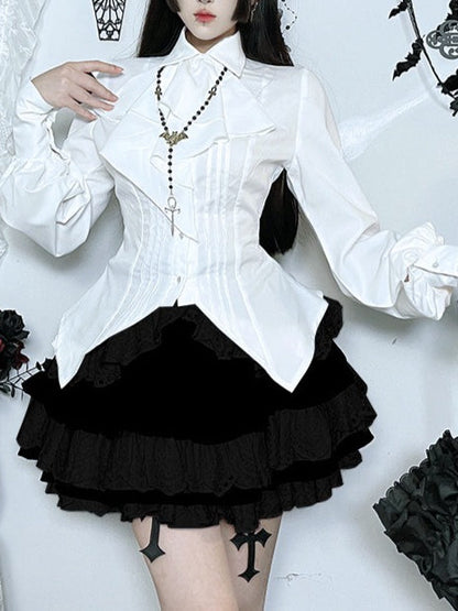 White Slim Fit Long Sleeve Blouse