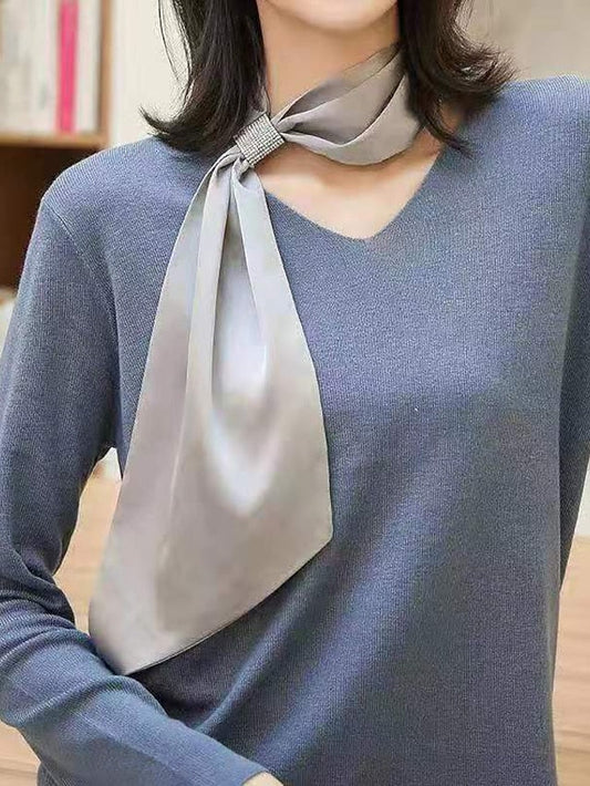 Soft Scarf Solid Color Hijab Elegant Shiny Small Scarf Fashion Bandana Neck Scarves for Ladies Party Decorate for Women
