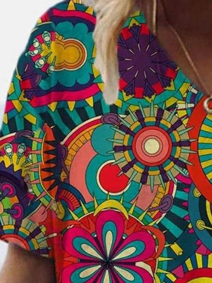 Abstract Painting Print Short-sleeved T-shirt for Women