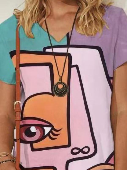 Abstract Painting Printed Mini Dresses for Women