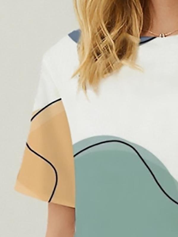 Abstract Painting Printed Short-sleeved Loose Casual T-shirt for Women