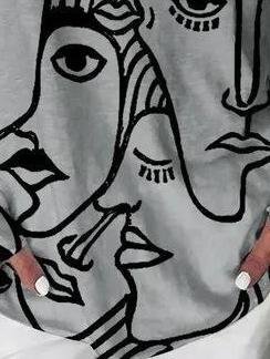 Abstract Print Long Sleeve T-shirt for Women