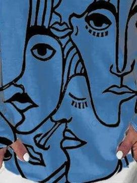 Abstract Print Long Sleeve T-shirt for Women