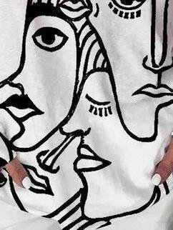 Abstract Print Long Sleeve T-shirt for Women