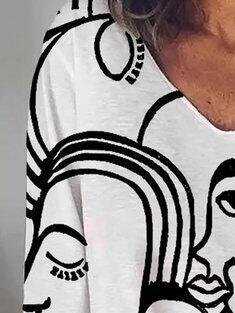 Abstract Print Long Sleeve T-shirt for Women