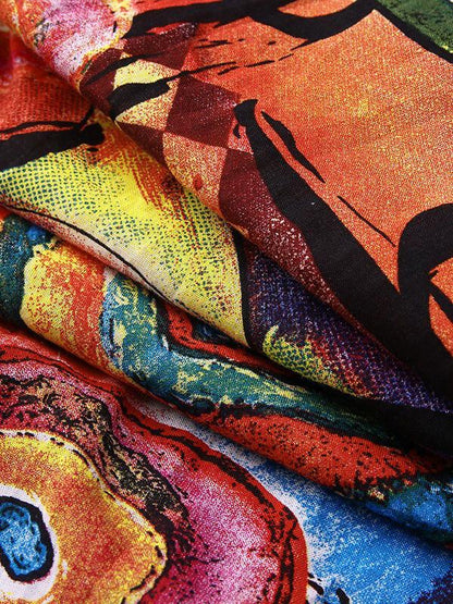 Abstract Printed Overalls Wide-leg Pants Jumpsuit for Women