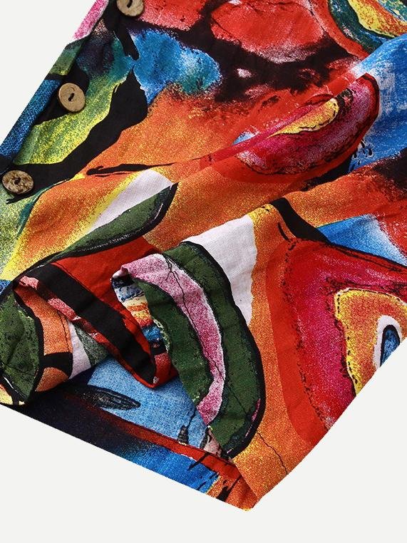 Abstract Printed Overalls Wide-leg Pants Jumpsuit for Women