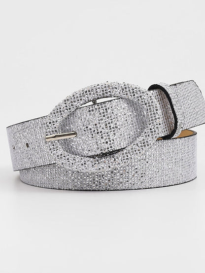Belt Leather Silver Light Yellow Fuchsia Gold Waist Belt Daily Pure Color for Women