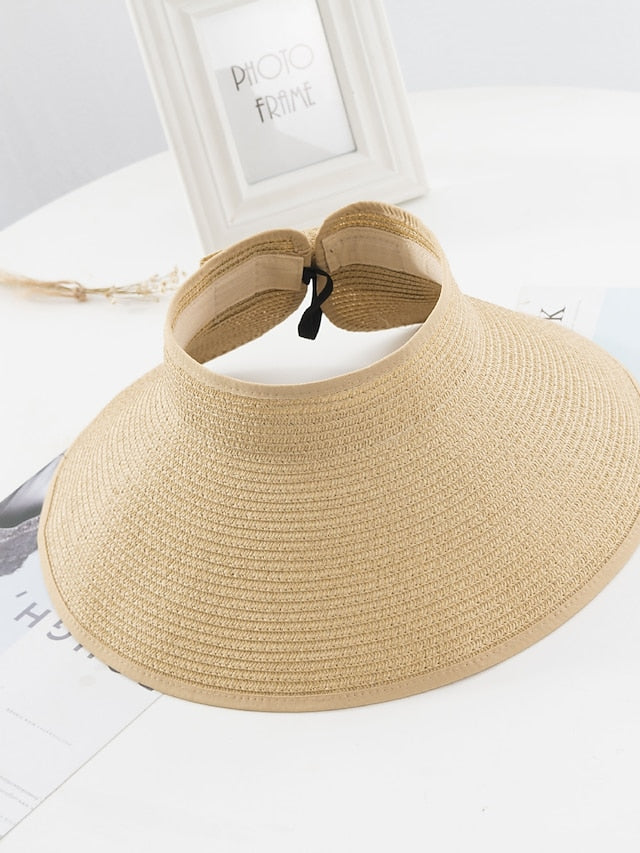 14 Colors Summer Folding Empty Top Hat Straw Hat Sun Hat Beach Hat Sunshade Sun Hat Panama Men's Straw Hat for Women