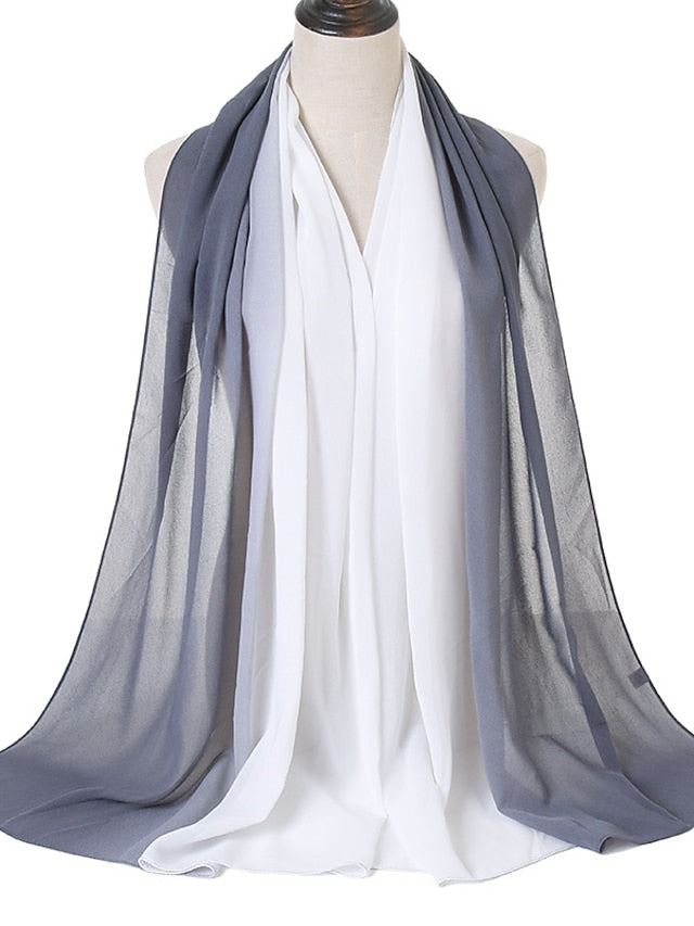 Fashion Gradient Bubble Chiffon Instant Hijab Women High Quality Cover-Up Shawl Wrap Neck Stole Muslim Caps 180*70Cm for Women