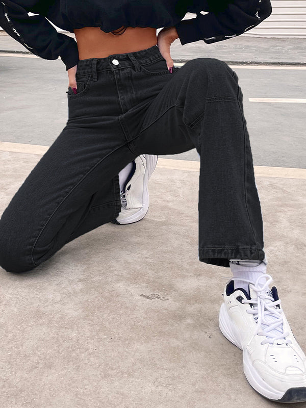 Stylish Black Straight Boyfriend Jeans