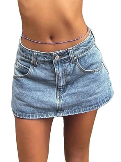 Vintage Blue Micro Denim Skirts
