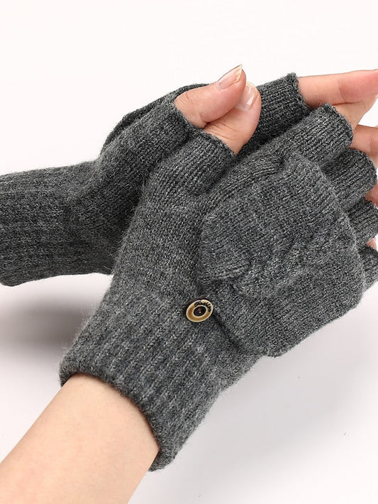 Unisex Convertible Fingerless Gloves Mittens Daily Holiday Solid / Plain Color Polyester Simple Warm 1 Pair for Women