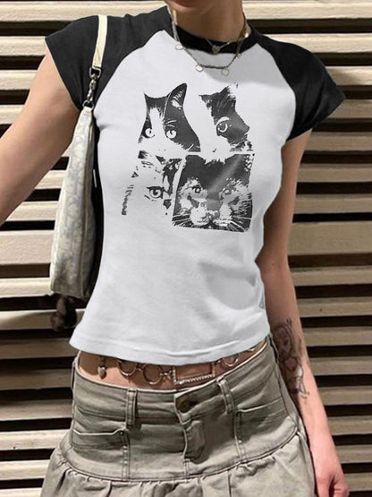 Street Spider Raglan Sleeve Cropped Top
