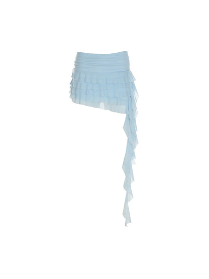 Resort Style Ruffle Irregular Mini Skirt