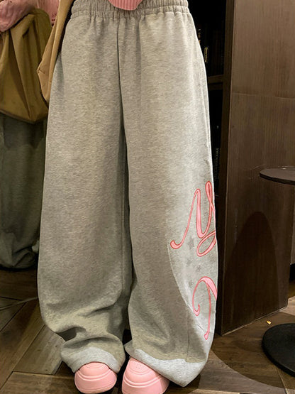 Street-Style Printed Long Wide Leg Pants