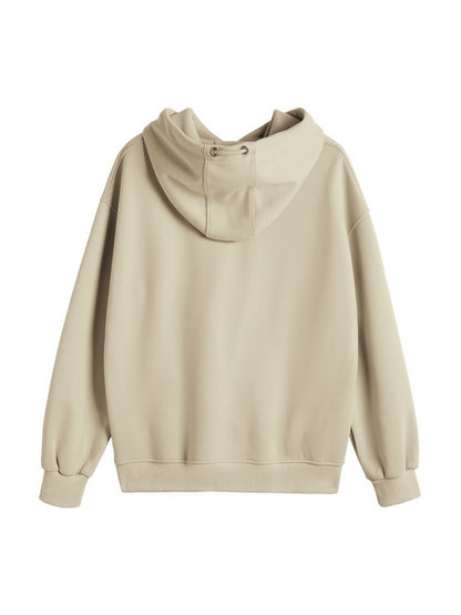 Letter Print Drawstring Eyelet Decor Pocket Oversized Hoodie