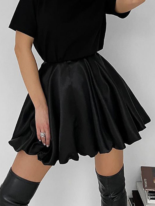Satin Pleated A-line Mini Skirt