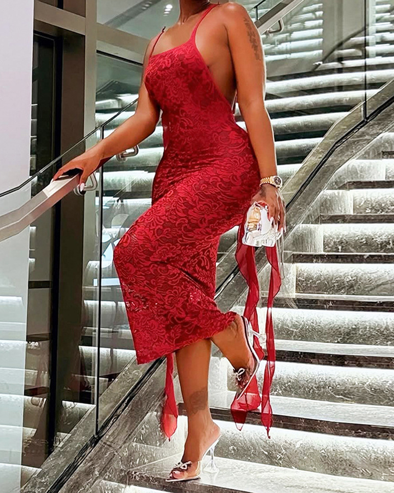Backless Lace Slip Dress