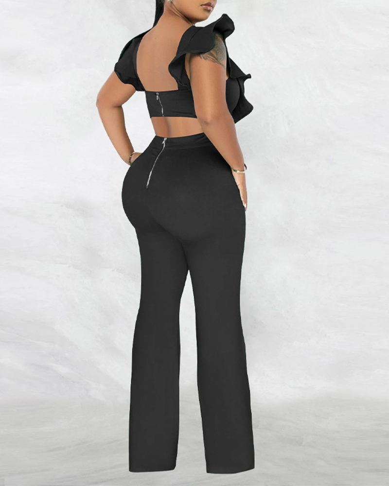 Ruffled Round Neck Jumpsuit