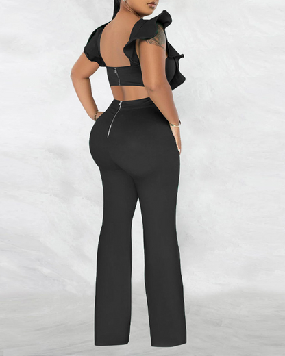 Ruffled Round Neck Jumpsuit