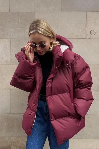 Heavy Duty Zipped Hooded Puffer Jacket