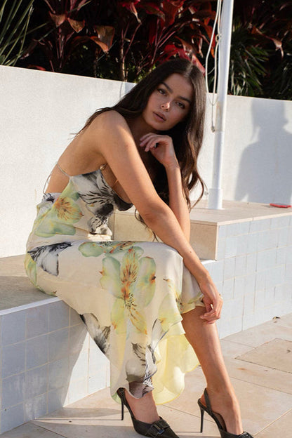 Floral Backless Vacation Cami Party Dress