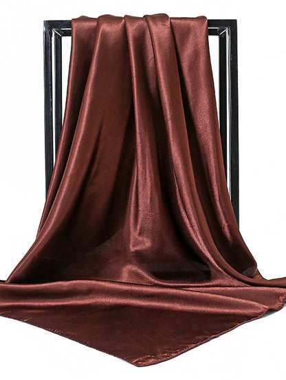 1pcs 90*90cm Solid Colors Neckerchief Hijab Scarf For Women Silk Satin Headband Hair Scarves Female Square Shawls Head Scarfs For Ladies for Women