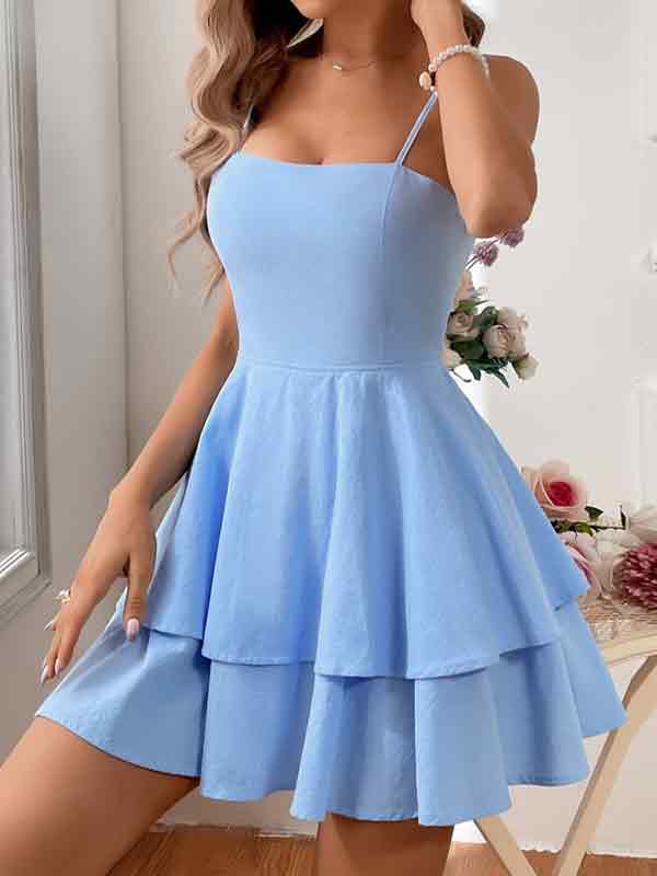 Backless Bow Tie Straps Mini Dress