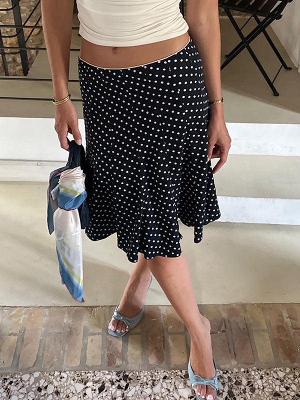 Polka Dot Ruffle Maxi Skirts