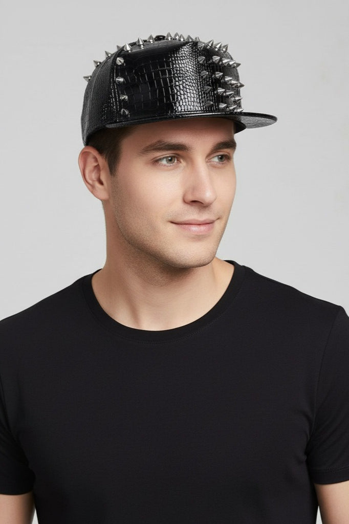 Punk Rivet Crocodile Print  Hat