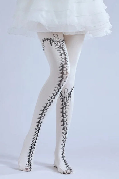 Gothic Zipper High Waist Slim Socks