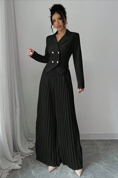 Tailored Pleated Two Piece Blazer Pants Set
