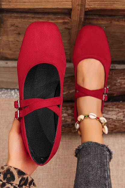 Fashionable Buckled Suede Round Toe Casual Shoes